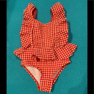 Girls 9-12 months Gingham frill bathing suit